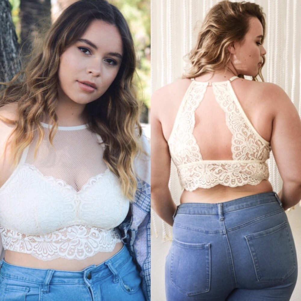 PLUS SIZE!!!   High Neck Lace Bralette